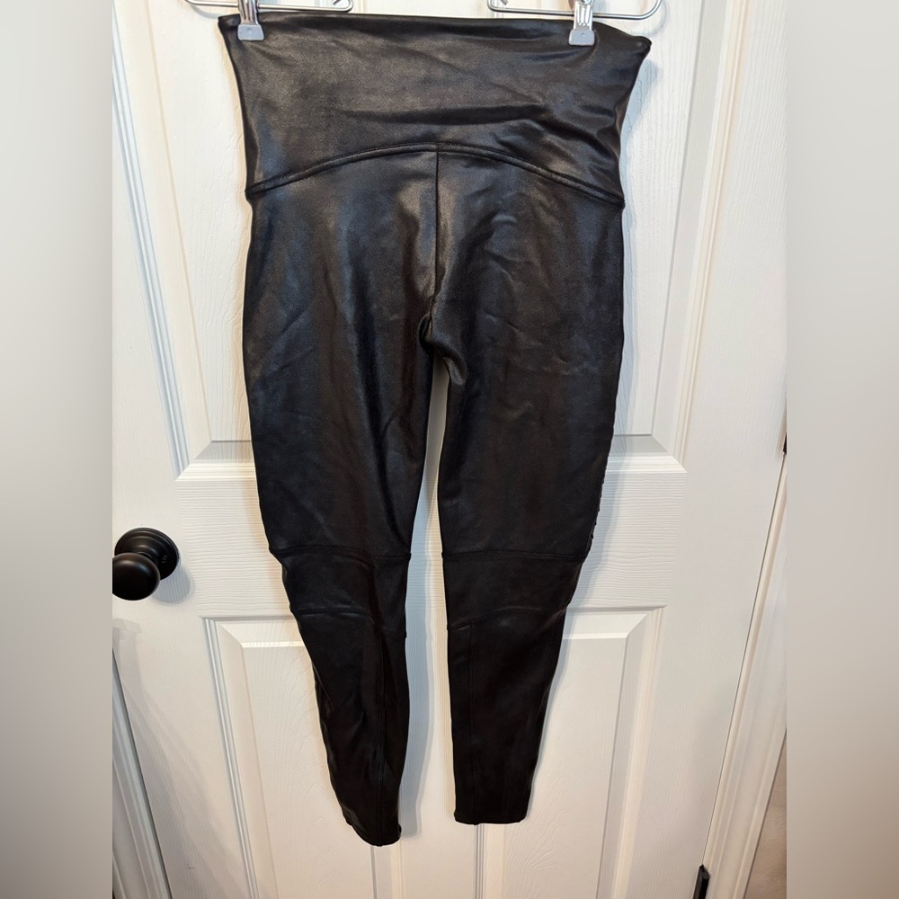 SPANX Black Faux Leather-Look Leggings